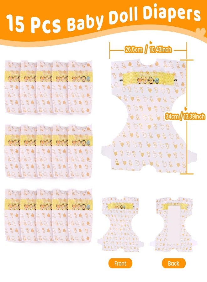 BABESIDE 15 Pcs Reborn Baby Doll Accessories Diapers Set for 17-24 Inch Dolls - Realistic Baby Doll Underwear with Cute Animal Pattern for Newborn & Reborn Dolls - Image 3